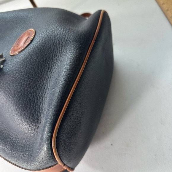 Dooney and Bourke Drawstring Vintage Drawstring Bucket Bag Leather Navy Blue - Picture 15 of 16